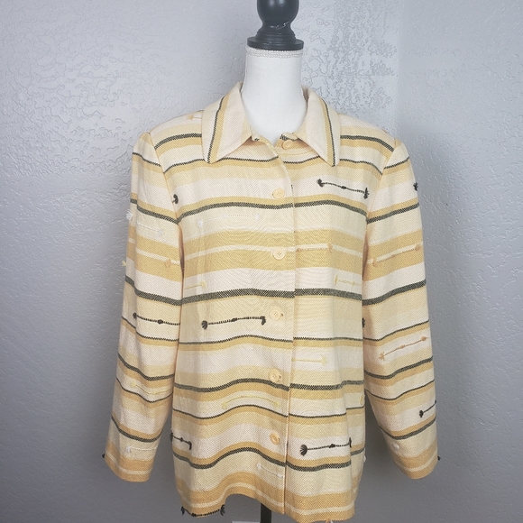 Alfred Dunner Jackets & Blazers - Alfred Dunner Yellow Striped Knit Blazer Size 18